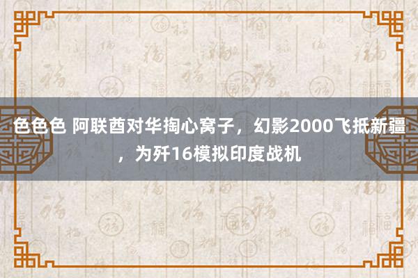 色色色 阿联酋对华掏心窝子，幻影2000飞抵新疆，为歼16模拟印度战机